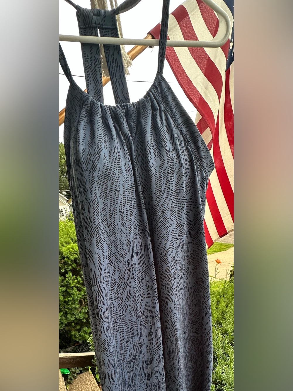 Eddie Bauer Blue Abstract Print Knit Halter Active Travel Dress Size XL